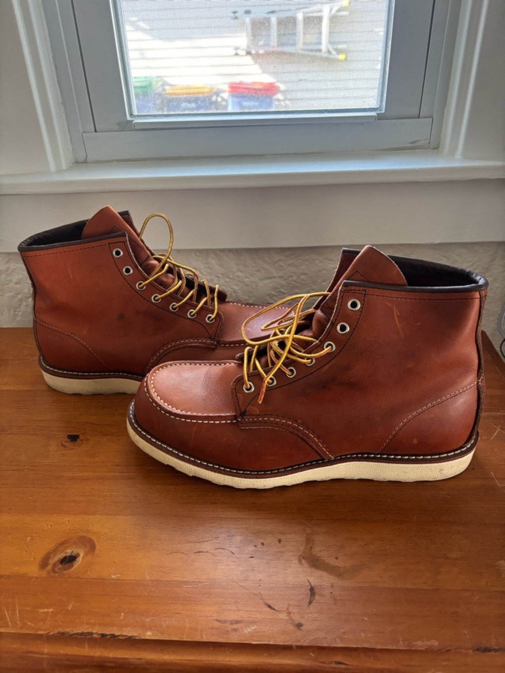 Men's Leather Moc Toe Work Boots - Brown